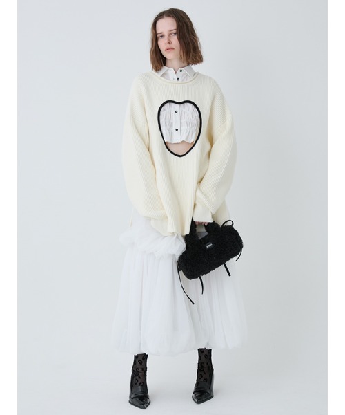 SORIN（ソリン　）の「Heart Cutting Oversized Sweater/ハートカッティングオーバーサイズセーター（ニット/セーター・レディース・オフホワイト/ダークグレー・38）」の6枚目の写真