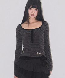 ILLIGO（イリゴ）の「Layered Stripe Hood Charcoal（パーカー）」