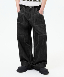 TRILLION（トリリオン）の「Front Washing Wide Denim Pants_YELLOW BLACK（デニムパンツ・メンズ）」