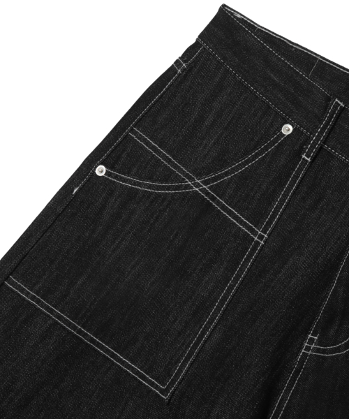 TRILLION(トリリオン)の「レインスロップサイドボタンロールアップワイドデニムパンツ【ブラック】(デニムパンツ・レディース・その他・MEDIUM/LARGE/X-LARGE)」の8枚目の写真