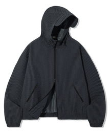 TRILLION（トリリオン）の「チェックパターンフードジップアップウィンドブレーカー_ネイビーブラック（ナイロンジャケット）」