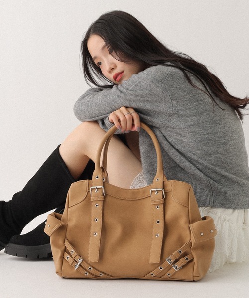 Heather（ヘザー）の「スタッズベルトデザインBAG　613966（ショルダーバッグ・レディース・アイボリー/ブラック/ベージュ・ONE SIZE）」の18枚目の写真