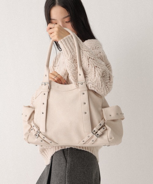 Heather（ヘザー）の「スタッズベルトデザインBAG　613966（ショルダーバッグ・レディース・アイボリー/ブラック/ベージュ・ONE SIZE）」の19枚目の写真