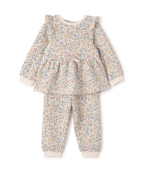 petit main（プティマイン）の「GIRLSキルティングパジャマ（セットアップ・キッズ・アイボリー/サックスブルー/ライトピンク・80ｃｍ/110cm/120cm/130cm/100cm/90cm）」の2枚目の写真