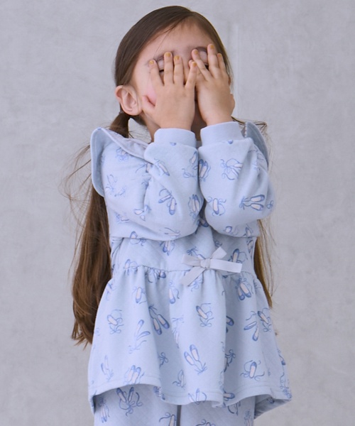 petit main（プティマイン）の「GIRLSキルティングパジャマ（セットアップ・キッズ・アイボリー/サックスブルー/ライトピンク・80ｃｍ/110cm/120cm/130cm/100cm/90cm）」の4枚目の写真