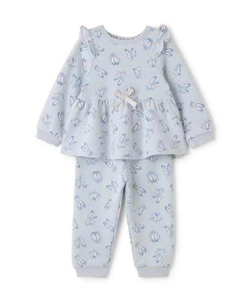 petit main（プティマイン）の「GIRLSキルティングパジャマ（セットアップ・キッズ・アイボリー/サックスブルー/ライトピンク・80ｃｍ/110cm/120cm/130cm/100cm/90cm）」の5枚目の写真