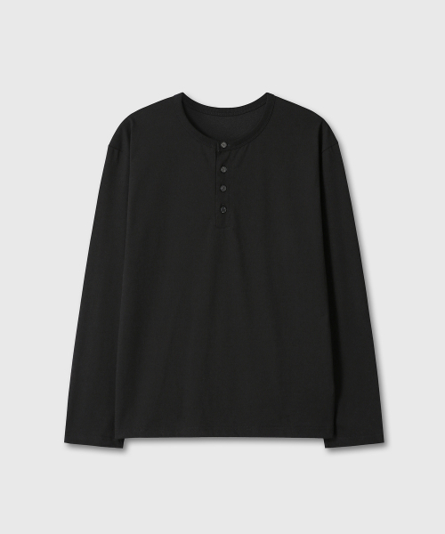 DIVEIN(ダイブイン)の「LOOSED HENLEY NECK LONG SLEEVE (BLACK)(Tシャツ/カットソー・メンズ・その他・1/2)」の3枚目の写真