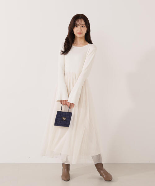 EDIT COLOGNE（エディットコロン）の「＜Ｅ＞チュールドッキングニットワンピース / 1215247102（ワンピース・レディース・ブラック/ホワイト系その他・MEDIUM/P/S）」の15枚目の写真