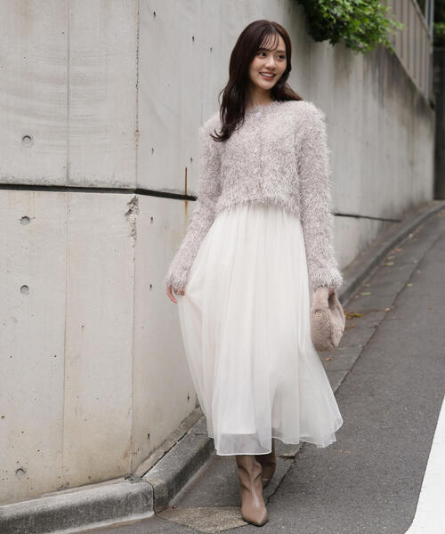 EDIT COLOGNE（エディットコロン）の「＜Ｅ＞チュールドッキングニットワンピース / 1215247102（ワンピース・レディース・ブラック/ホワイト系その他・MEDIUM/P/S）」の3枚目の写真