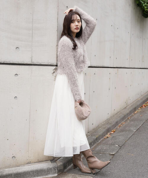 EDIT COLOGNE（エディットコロン）の「＜Ｅ＞チュールドッキングニットワンピース / 1215247102（ワンピース・レディース・ブラック/ホワイト系その他・MEDIUM/P/S）」の4枚目の写真