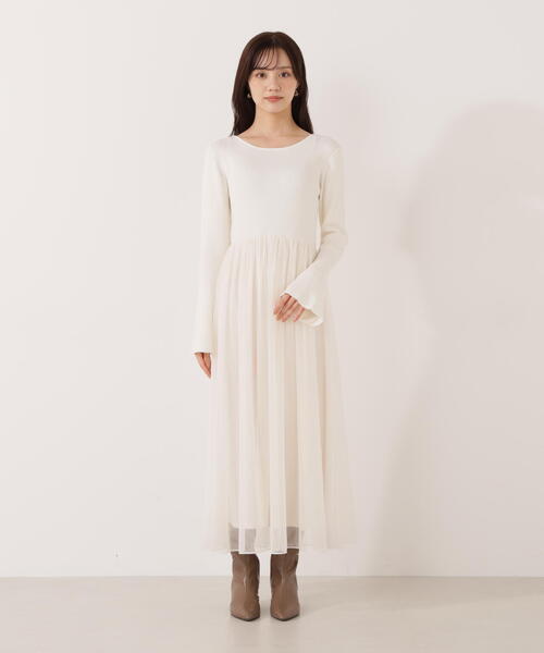 EDIT COLOGNE（エディットコロン）の「＜Ｅ＞チュールドッキングニットワンピース / 1215247102（ワンピース・レディース・ブラック/ホワイト系その他・MEDIUM/P/S）」の5枚目の写真