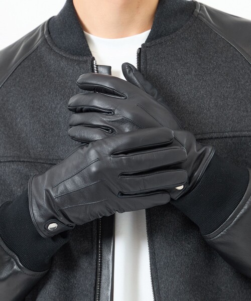 MACKINTOSH PHILOSOPHY（ﾏｯｷﾝﾄｯｼｭ ﾌｨﾛｿﾌｨｰ）の「オールレザー　スマホグローブ（手袋・メンズ・ブラック/ネイビー・FREE）」の3枚目の写真