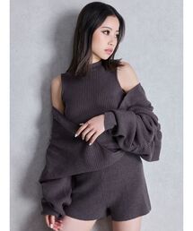 GYDA | アームギャザーレイヤードニットロンパース(つなぎ/オールインワン)