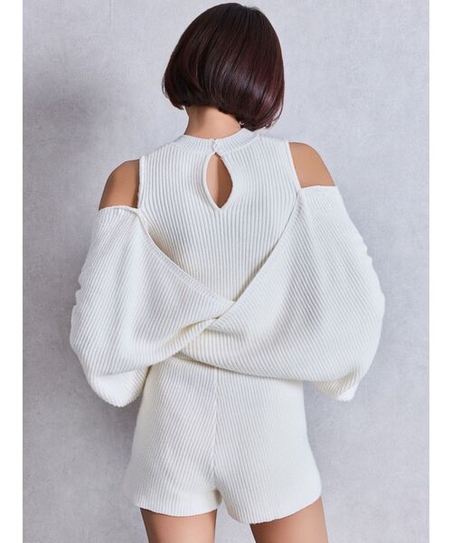 GYDA（ジェイダ）の「アームギャザーレイヤードニットロンパース（つなぎ/オールインワン・レディース・ブラック/チャコールグレー・FREE）」の22枚目の写真