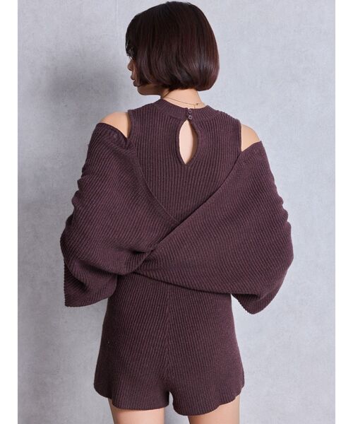 GYDA（ジェイダ）の「アームギャザーレイヤードニットロンパース（つなぎ/オールインワン・レディース・ブラック/チャコールグレー・FREE）」の14枚目の写真