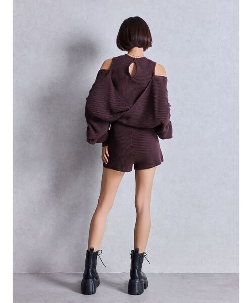 GYDA（ジェイダ）の「アームギャザーレイヤードニットロンパース（つなぎ/オールインワン・レディース・ブラック/チャコールグレー・FREE）」の16枚目の写真