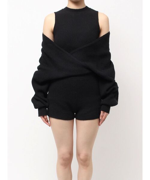 GYDA（ジェイダ）の「アームギャザーレイヤードニットロンパース（つなぎ/オールインワン・レディース・ブラック/チャコールグレー・FREE）」の17枚目の写真