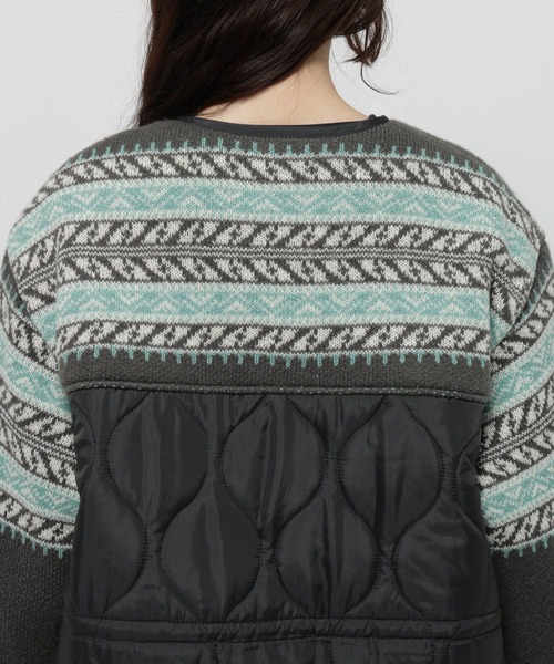 niko and...（ニコアンド）の「ジャガードニットキルトリメイク風ブルゾン（ブルゾン・レディース・カーキ/アイボリー/チャコール・FREE）」の12枚目の写真