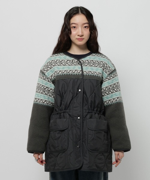 niko and...（ニコアンド）の「ジャガードニットキルトリメイク風ブルゾン（ブルゾン・レディース・カーキ/アイボリー/チャコール・FREE）」の13枚目の写真