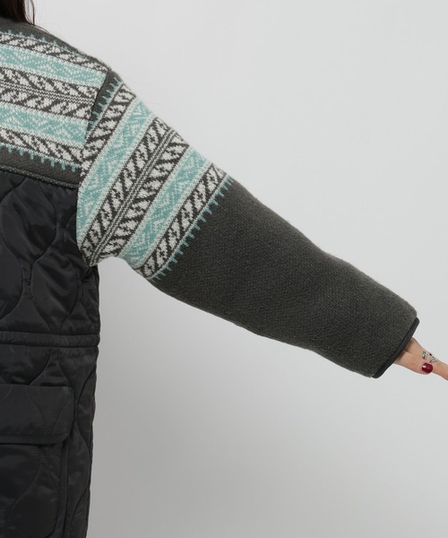 niko and...（ニコアンド）の「ジャガードニットキルトリメイク風ブルゾン（ブルゾン・レディース・カーキ/アイボリー/チャコール・FREE）」の14枚目の写真