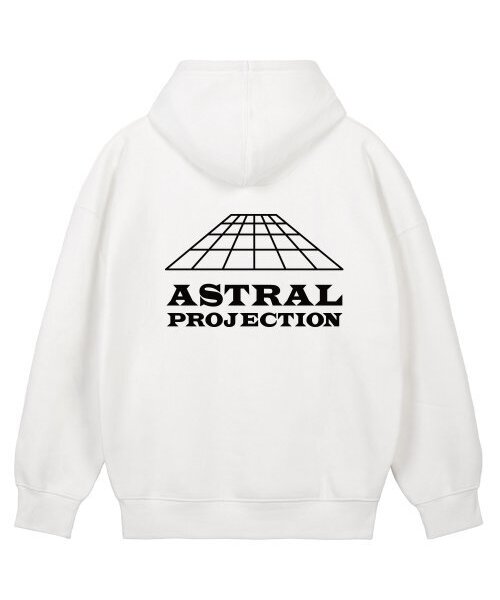 ASTRAL PROJECTION(アストラルプロジェクション)の「シグニチャーロゴオーバーサイズワイドショルダーフードパーカー_ホワイト(パーカー・メンズ・その他・LARGE/MEDIUM/X-LARGE/XX-LARGE)」の1枚目の写真