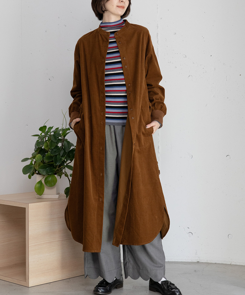 POU DOU DOU(プードゥドゥ)の「ベルト付きコーデュロイワンピース(ワンピース・レディース・ライトグレー/ブラウン/ネイビー・M)」の1枚目の写真