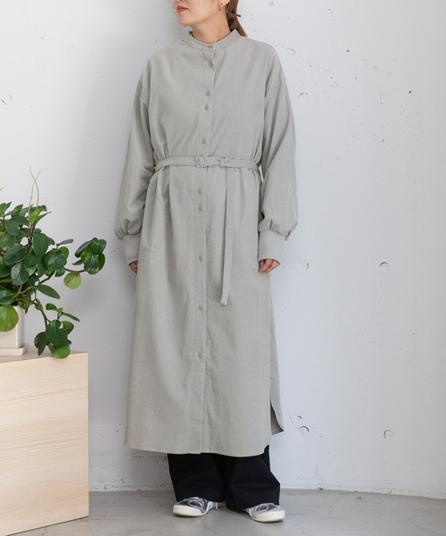 POU DOU DOU(プードゥドゥ)の「ベルト付きコーデュロイワンピース(ワンピース・レディース・ライトグレー/ブラウン/ネイビー・M)」の2枚目の写真