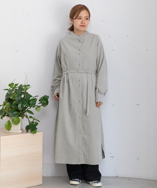 POU DOU DOU(プードゥドゥ)の「ベルト付きコーデュロイワンピース(ワンピース・レディース・ライトグレー/ブラウン/ネイビー・M)」の4枚目の写真