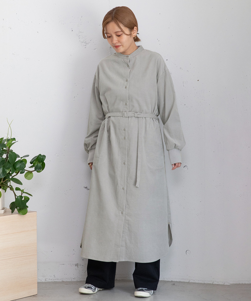 POU DOU DOU(プードゥドゥ)の「ベルト付きコーデュロイワンピース(ワンピース・レディース・ライトグレー/ブラウン/ネイビー・M)」の5枚目の写真