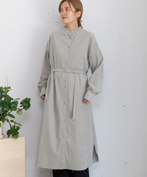 POU DOU DOU(プードゥドゥ)の「ベルト付きコーデュロイワンピース(ワンピース・レディース・ライトグレー/ブラウン/ネイビー・M)」の8枚目の写真