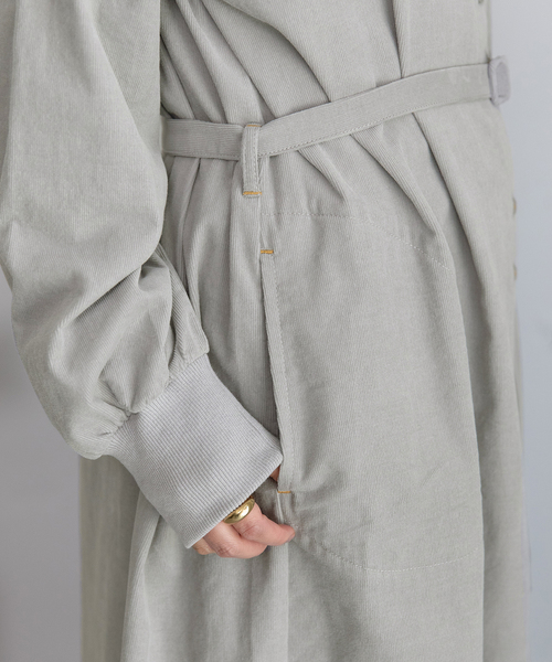 POU DOU DOU(プードゥドゥ)の「ベルト付きコーデュロイワンピース(ワンピース・レディース・ライトグレー/ブラウン/ネイビー・M)」の12枚目の写真