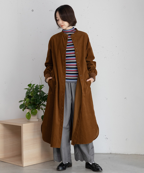 POU DOU DOU(プードゥドゥ)の「ベルト付きコーデュロイワンピース(ワンピース・レディース・ライトグレー/ブラウン/ネイビー・M)」の14枚目の写真