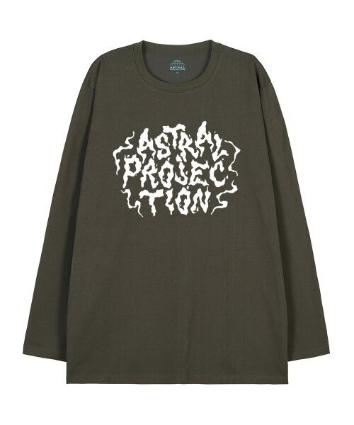 ASTRAL PROJECTION(アストラルプロジェクション)の「ヘイズレタリングオーバーサイズロングスリーブTシャツ_カーキ(Tシャツ/カットソー・メンズ・その他・MEDIUM/X-LARGE/XX-LARGE/LARGE)」の1枚目の写真