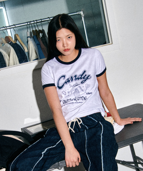 PAPERBOY(ペーパーボーイ)の「キャンディリンガー半袖Tシャツ-ネイビー(Tシャツ/カットソー・レディース・その他・MEDIUM/SMALL)」の1枚目の写真