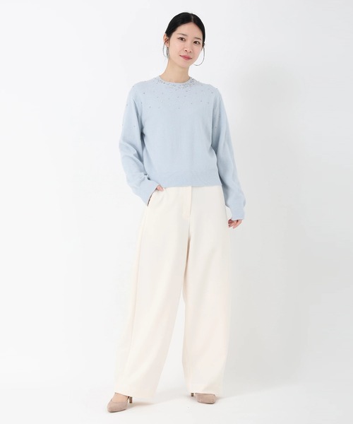 STRAWBERRY-FIELDS（ストロベリーフィールズ）の「エイミーアンゴラ_ビジュー*パール刺しゅうニット（ニット/セーター・レディース・オフホワイト/ライトブルー・2）」の10枚目の写真