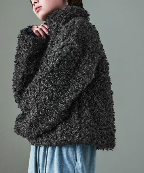 Fashion Letter(ファッションレター)の「プードルファー スタンドカラーショートコート(ステンカラーコート・レディース・ブラウン/グレイッシュベージュ/チャコール・M)」の6枚目の写真