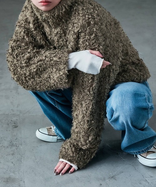 Fashion Letter(ファッションレター)の「プードルファー スタンドカラーショートコート(ステンカラーコート・レディース・ブラウン/グレイッシュベージュ/チャコール・M)」の14枚目の写真