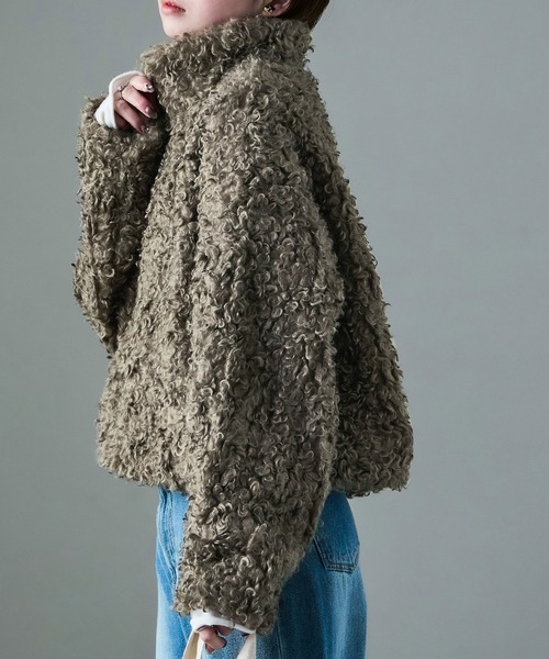 Fashion Letter(ファッションレター)の「プードルファー スタンドカラーショートコート(ステンカラーコート・レディース・ブラウン/グレイッシュベージュ/チャコール・M)」の17枚目の写真