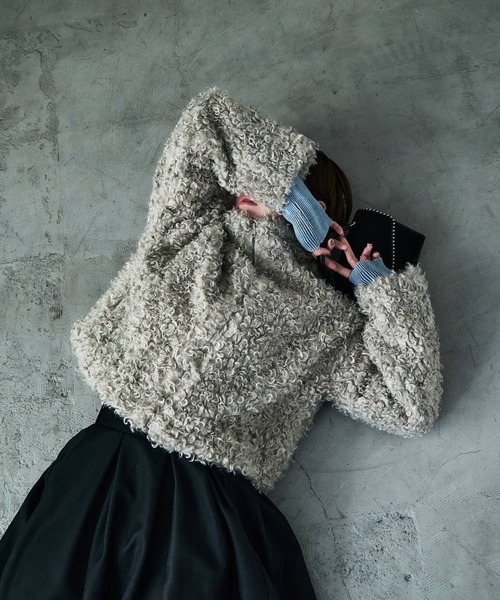 Fashion Letter(ファッションレター)の「プードルファー スタンドカラーショートコート(ステンカラーコート・レディース・ブラウン/グレイッシュベージュ/チャコール・M)」の21枚目の写真