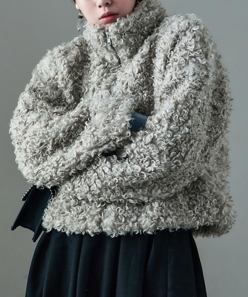 Fashion Letter(ファッションレター)の「プードルファー スタンドカラーショートコート(ステンカラーコート・レディース・ブラウン/グレイッシュベージュ/チャコール・M)」の22枚目の写真