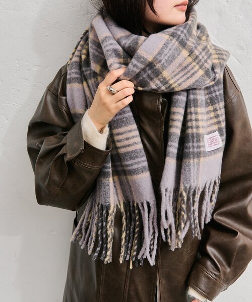 mystic(ミスティック)の「チェックストール(マフラー・レディース・グリーン/パープル・FREE)」の2枚目の写真
