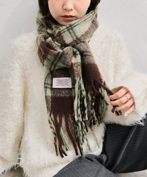 mystic(ミスティック)の「チェックストール(マフラー・レディース・グリーン/パープル・FREE)」の1枚目の写真