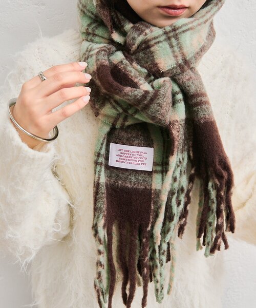 mystic(ミスティック)の「チェックストール(マフラー・レディース・グリーン/パープル・FREE)」の3枚目の写真