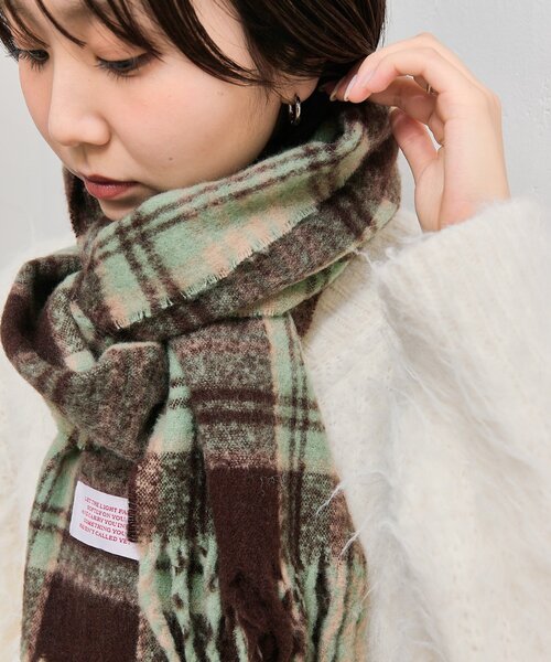 mystic(ミスティック)の「チェックストール(マフラー・レディース・グリーン/パープル・FREE)」の4枚目の写真