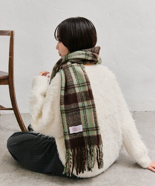 mystic(ミスティック)の「チェックストール(マフラー・レディース・グリーン/パープル・FREE)」の7枚目の写真