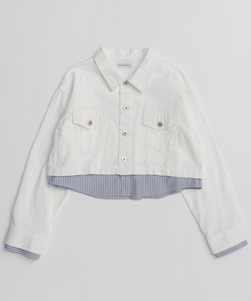 MAISON SPECIAL（メゾンスペシャル）の「2WAY Denim Short Jacket/2WAYデニムショートジャケット（デニムジャケット・レディース・ホワイト/ブルー・FREE）」の13枚目の写真