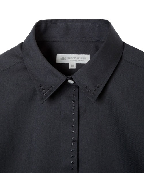 TOKYO SHIRTS（トウキョウシャツ）の「衿・前立比翼刺繍 長袖カジュアルシャツ（ビジネスシャツ・レディース・ブラック・M/L/LL）」の3枚目の写真