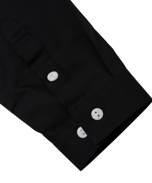 TOKYO SHIRTS（トウキョウシャツ）の「衿・前立比翼刺繍 長袖カジュアルシャツ（ビジネスシャツ・レディース・ブラック・M/L/LL）」の4枚目の写真