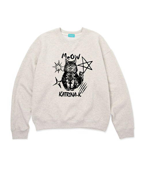 KATRINA K(カトリーナケイ)の「ミヤウスターネコ スウェットシャツ Tシャツ-オートミール(スウェット・メンズ・オートミール・FREE)」の1枚目の写真