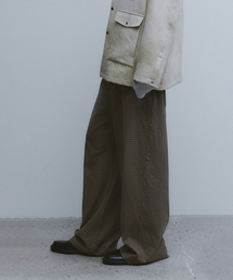 Triple Stitch Wide Trousers - Brown check